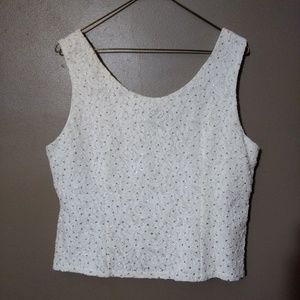 R&M Richards White Sequin Shell Top 14 P
